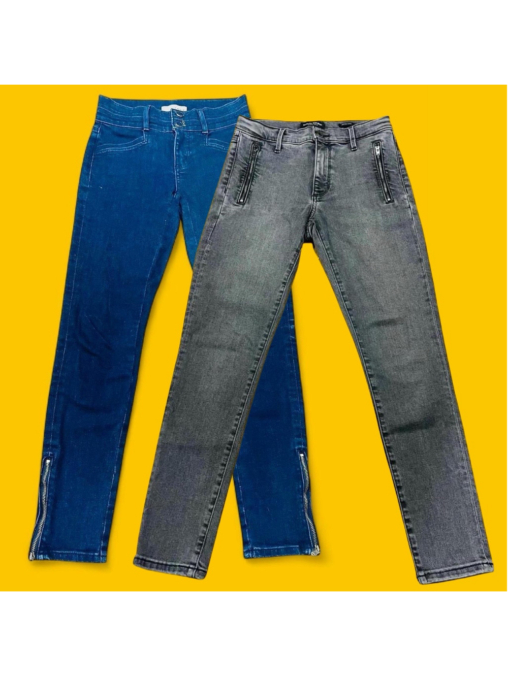 2 Pair Women’s Skinny Jeans 24 25 LOFT Banana Republic Mid Rise Zipper Detail